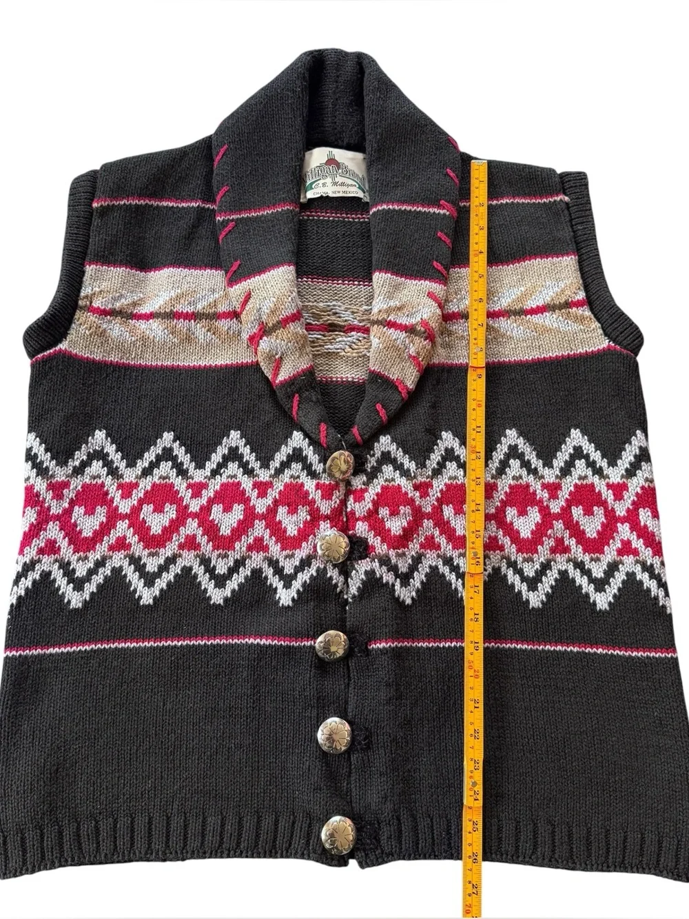 VTG C.B. Milligan Southwestern Knit Sweater Vest Large